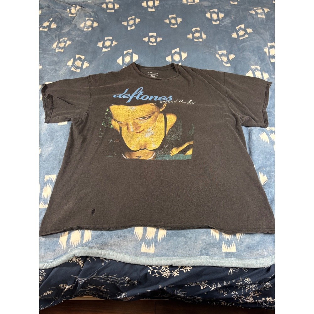 Deftones Around the Fur Band Graphic T-Shirt XXL Faded Black 90s Rock Tee